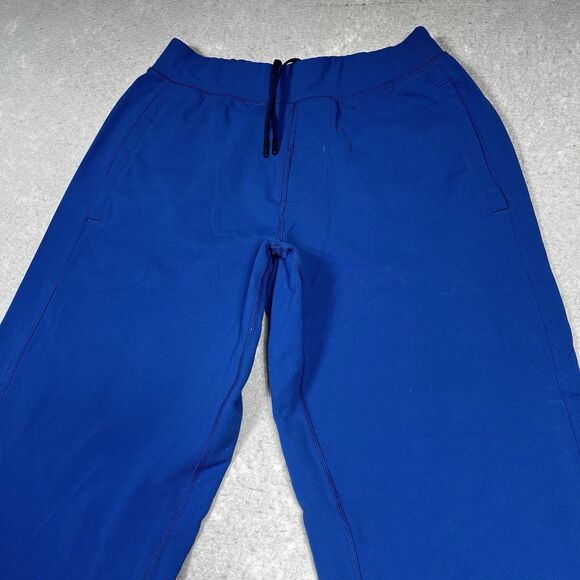 Lululemon Sweatpants Mens M Blue Straight Leg Fleece Drawstring Pockets Logo - Picture 2 of 10